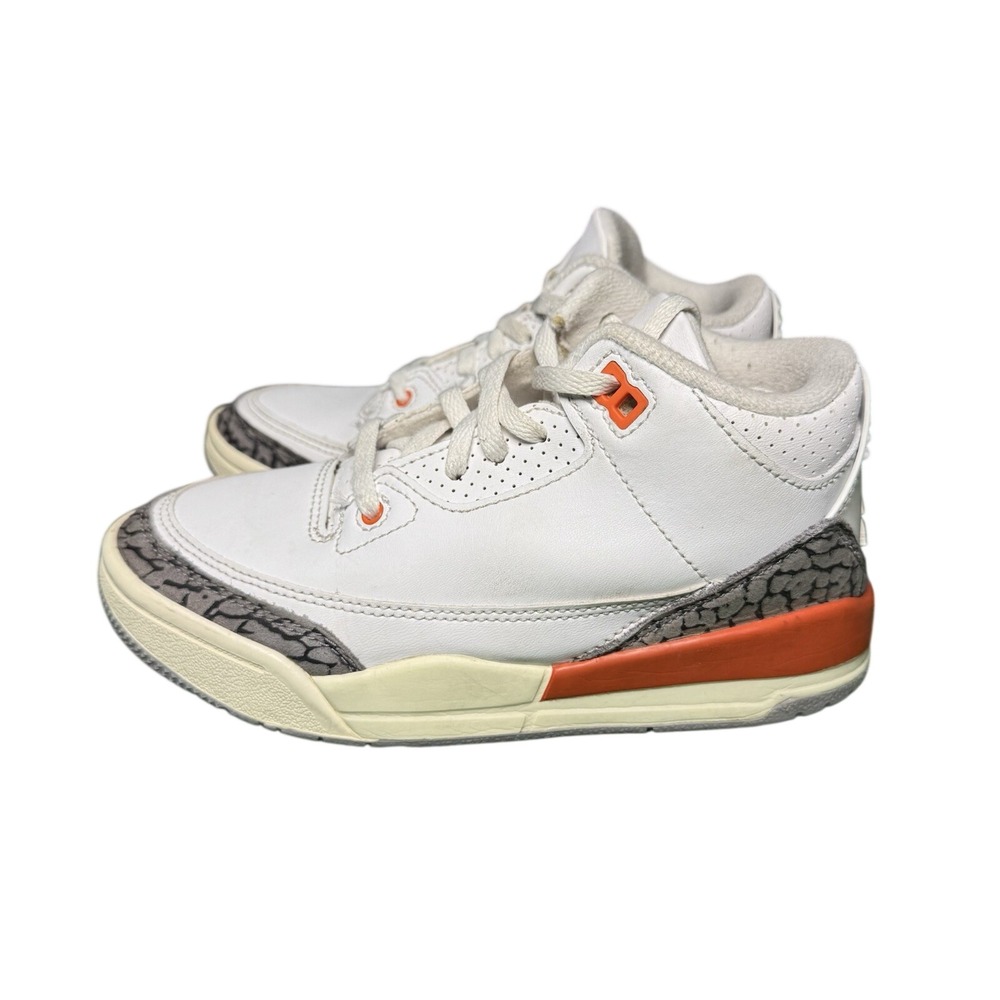Jordan 3 Retro Georgia Peach White Orange Sail FQ9174-121‎ Kids Size 13C